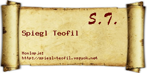 Spiegl Teofil névjegykártya